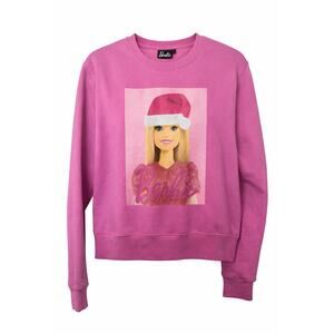 Barbie Pink Christmas Graphic Cropped Sweatshirt | Tag L Holiday Crewneck